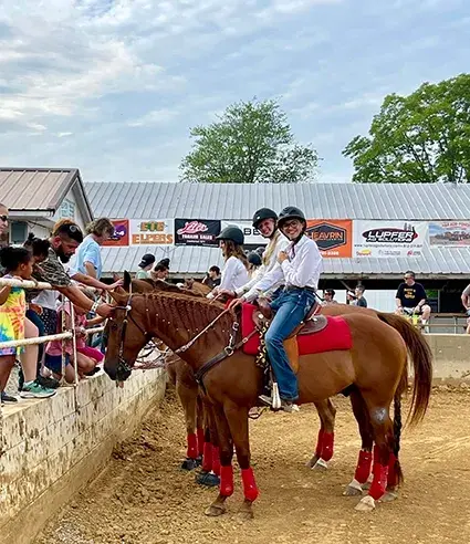 Showing horses to the crowd